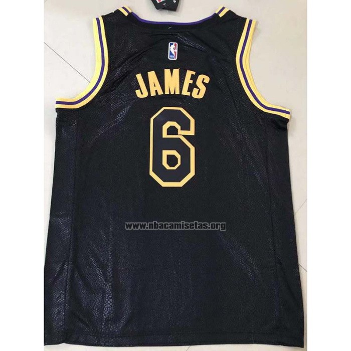 Camiseta Los Angeles Lakers LeBron James NO 6 Ciudad 2021-22 Negro